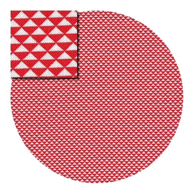 Stof med sm rde og hvide trekanter, pr. m.