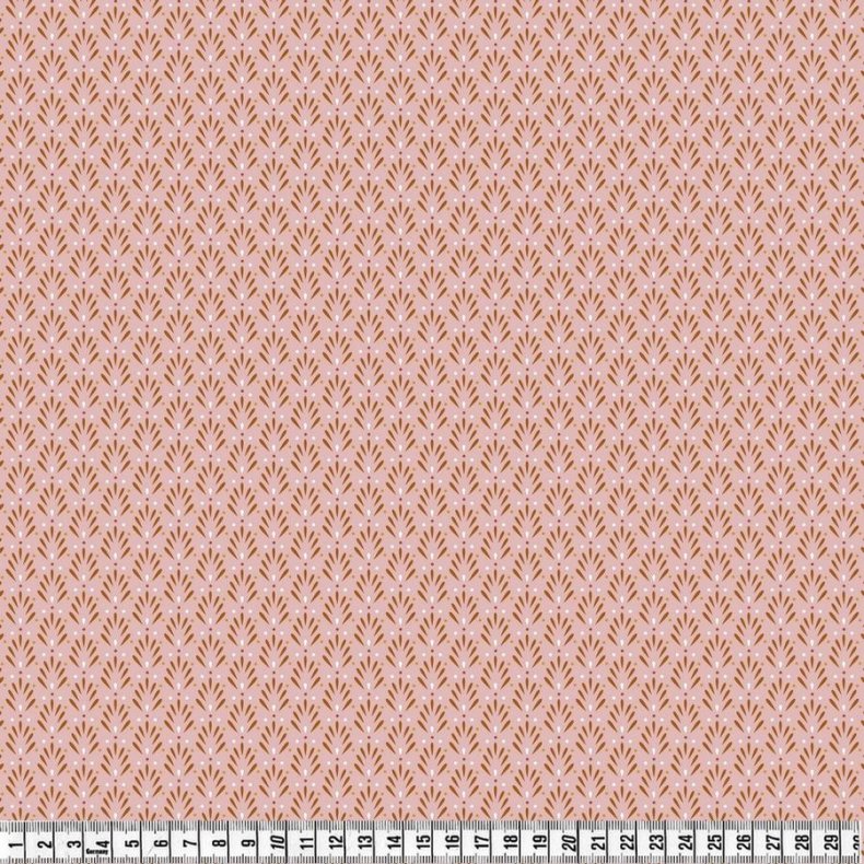 Viskose poplinstof m. strk. Petit Bloom, dusty rose, pr. m.