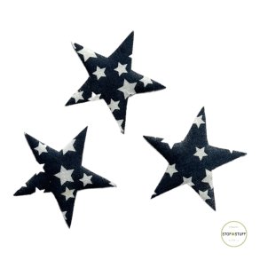 Strygemrker til tj. Stjerner i bl med hvide stjerner, 3 stk.