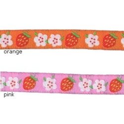 Pyntebnd med Jordbr og Blomster, orange, pr. m.