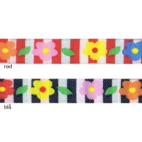 Pyntebnd. Blomster p Striber, 2 farver, pr. m.