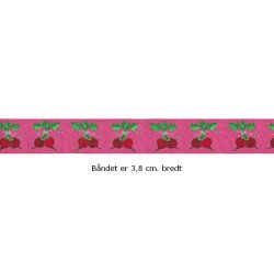 Pyntebnd med Rdbeder (38 mm), pink,  pr. &frac12; m.
