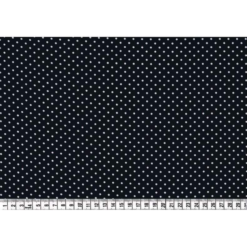 Let bomuldsstof med prikker, sort/hvid, pr. m.