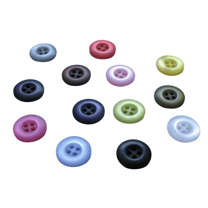 Knap - let transparent basisknap, 15 mm, 13 farver, pr. stk.