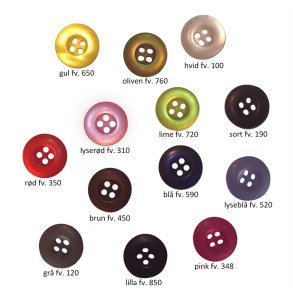 Knap - let transparent basisknap, 15 mm, 13 farver, pr. stk.