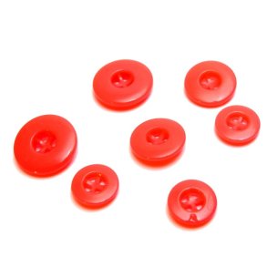 Knap - neon rd knap i plast, 3 str., pr. stk. fra