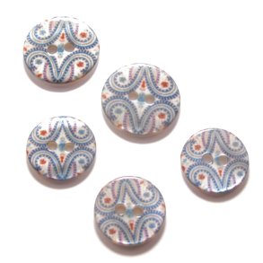 Eksklusiv Knap med Paisley mnster, vlg mellem 15 eller 18 mm, fra pr. stk.