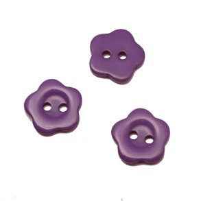 Knap i Blomster facon, 15 mm,  lilla, pr. stk