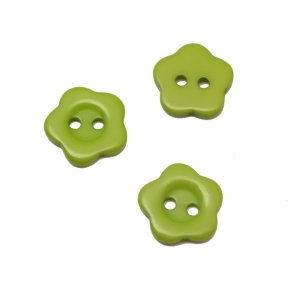 Knap i Blomster facon, 15 mm,  lime, pr. stk