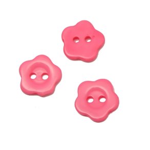 Knap i Blomster facon, 15 mm,  pink, pr. stk