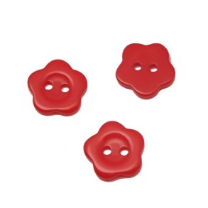 Knap i Blomster facon, 15 mm,  rd, pr. stk