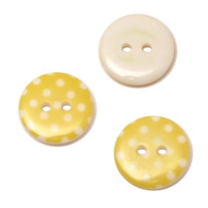 Knap med Prikker, 18 mm, gul, pr. stk