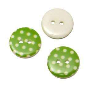 Knap med Prikker, 18 mm, lime, pr. stk