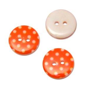 Knap med Prikker, 18 mm, orange, pr. stk