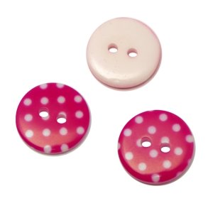 Knap med Prikker, 18 mm, pink, pr. stk