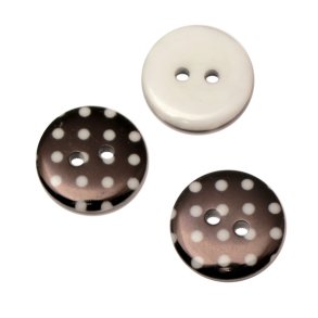 Knap med Prikker, 18 mm, sort, pr. stk