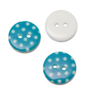 Knap med Prikker, 18 mm, turkis, pr. stk