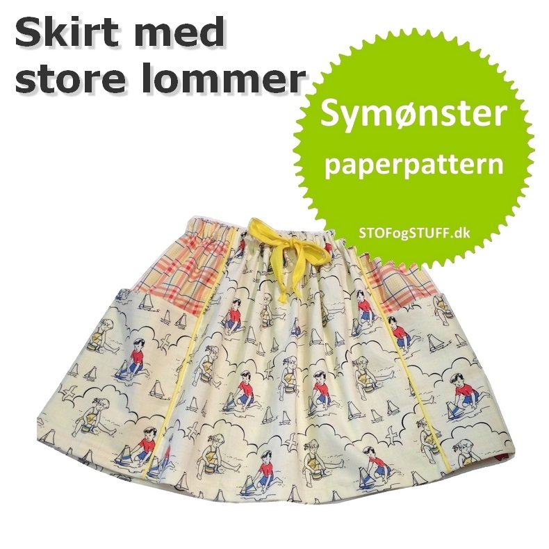 Skirt med store Lommer, Symnster/paper pattern, str. 1&frac12;-10 r