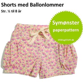 Shorts med Ballonlommer, Symnster/paper pattern, str. ½ til 8 r