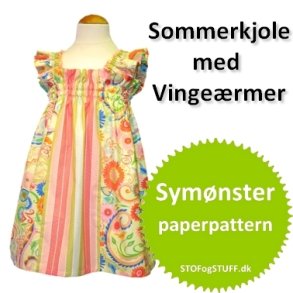 Sommerkjole med Vingermer, Symnster/paper pattern, str. 1-8 r