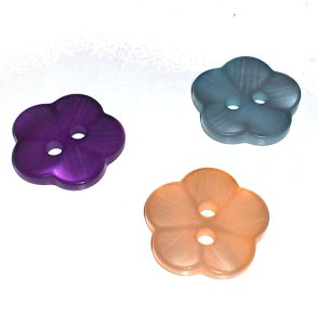 Knap - blomst m. perlemors look, 15 mm, 3 farver, pr. stk.