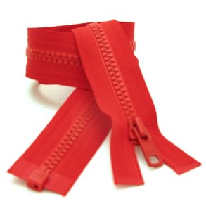 YKK delbar plast lynl�s, r�d, v�lg l�ngde