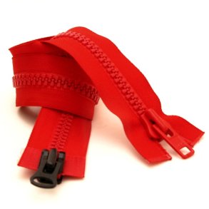 YKK delbar 2vejs lynl�s, r�d, v�lg l�ngde