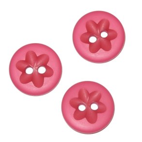 Knap med blomst, 22 mm, pink, pr. stk.
