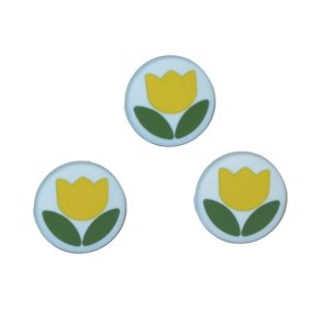 Knap med Tulipan, 14 mm, lysbl, pr. stk.