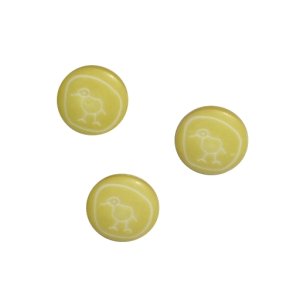 Brneknap med Fugl, 14 mm, stvet limegrn, pr. stk.