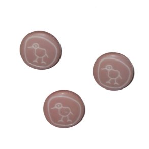 Brneknap med Fugl, 14 mm, stvet rosa, pr. stk.