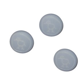 Brneknap med Fugl, 14 mm, lys bl, pr. stk.