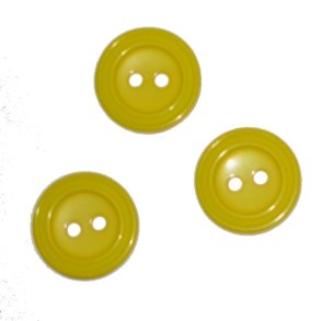 Knap med smalle riller, gul, 15 mm, pr. stk.