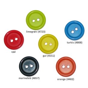 Knapper, 18 mm, vlg mellem 6 flotte farver, pr. stk.