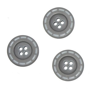 Knap med stiplet kant, gr, 18 mm, pr. stk.