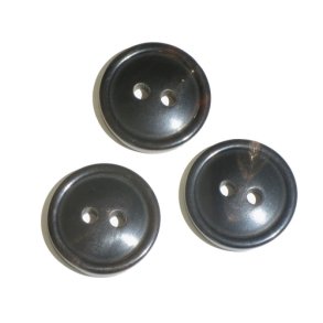 Knap i Horn-look, 25 mm, mrkebrun, pr. stk.