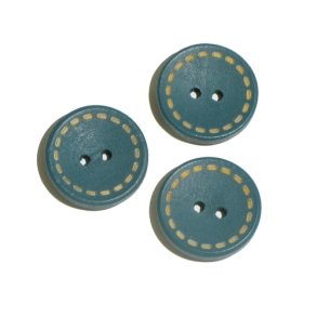 TrKnap med stiplet mnster i kanten, petrol, 18 mm, pr. stk.