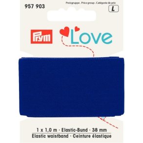 Bred og bl�d elastik, kongebl�, 38 mm, pr. pk. � 1 m.