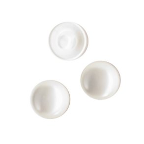 Knap i perlemorslook, halvrund, 14 mm, hvid, pr. stk.