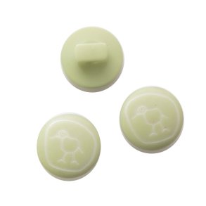 Brneknap med Fugl, 14 mm, lys grn, pr. stk.