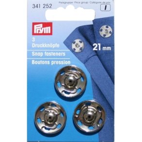 Tryklse silver 21mm, Prym, 3 stk. pr. kort