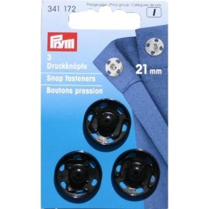 Tryklse sorte 21mm, Prym, 3 stk. pr. kort